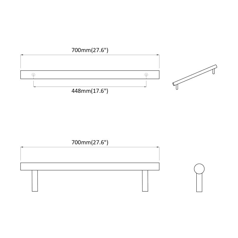 vidaXL Skapja rokturis 12 pcs Sudraba 700mm Nerūsējošs tērauds