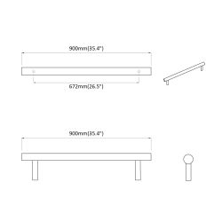vidaXL Skapja rokturis 2 pcs Sudraba 900 mm Nerūsējošs tērauds