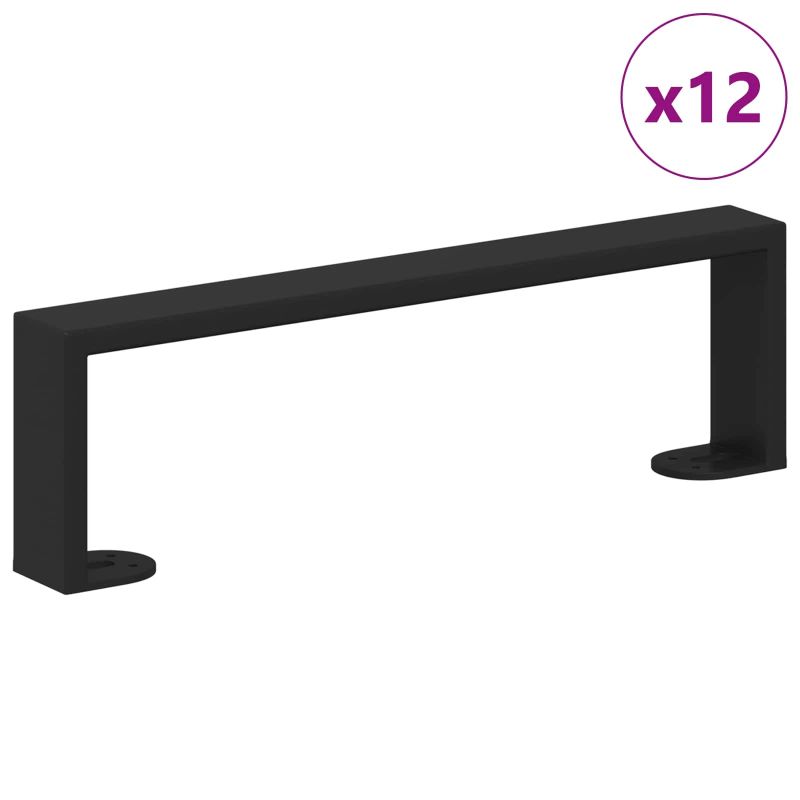 vidaXL Mēbeļu kājas 12 pcs Melna 341 x 40,5 x 100 mm Dzelzs