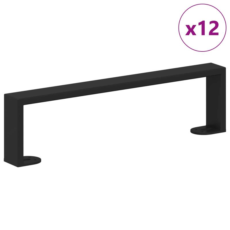 vidaXL Mēbeļu kājas 12 pcs Melna 376 x 40,5 x 100 mm Dzelzs