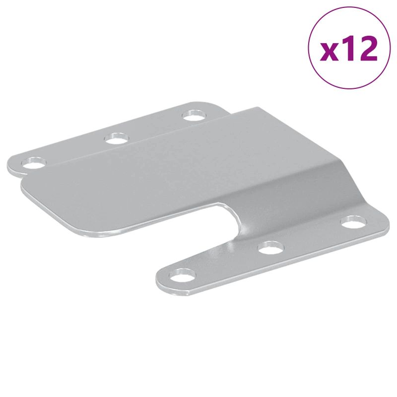 vidaXL Iegultā montāžas kronšteins 12 pcs Sudraba 75 x 66 x 1,4 mm