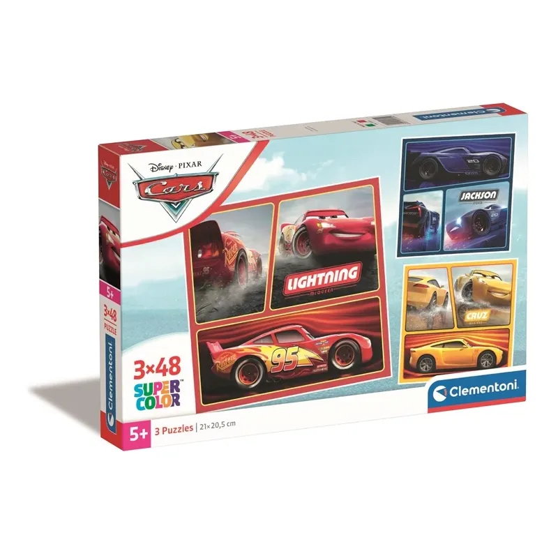Dėlionė 3in1 Clementoni 3x48 CARS 25305, 32 cm x 22 cm, 144 vnt.