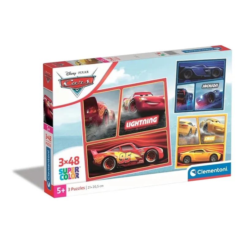 Dėlionė 3in1 Clementoni 3x48 CARS 25305, 32 cm x 22 cm, 144 vnt.