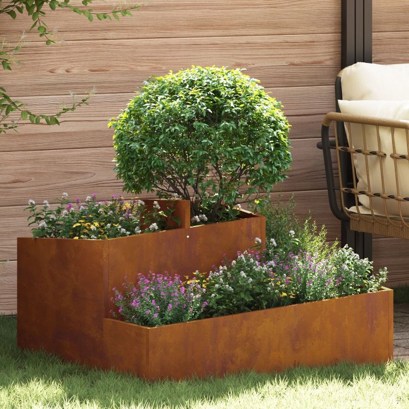 vidaXL Dārza stādītājs Brūna 80 x 80 x 50 cm Novecināts tērauds