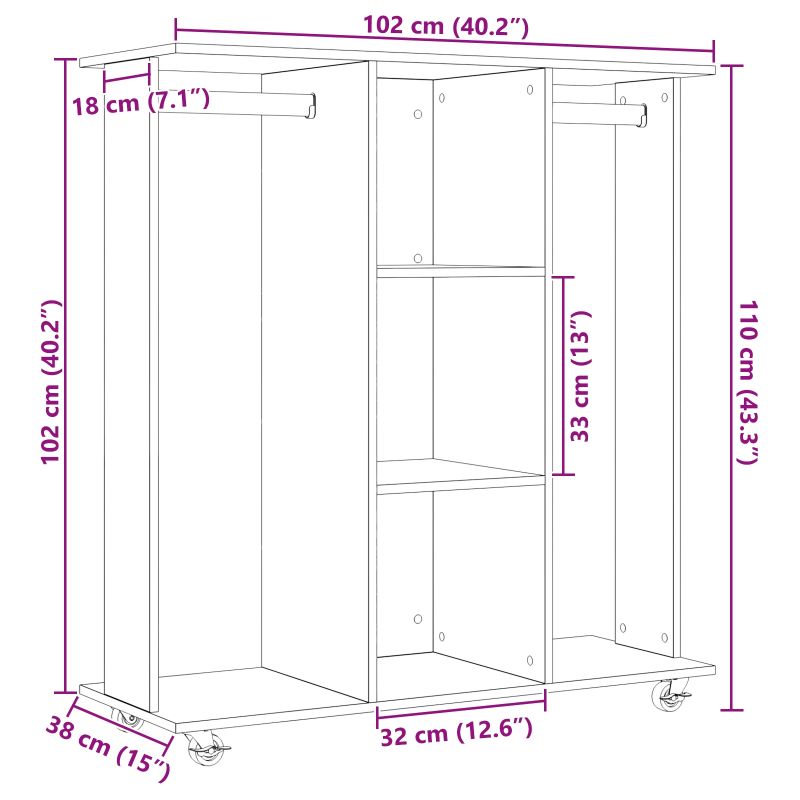 vidaXL Skapis ar plauktu Vecs koks 102 x 38 x 110 cm Inženierijas koks