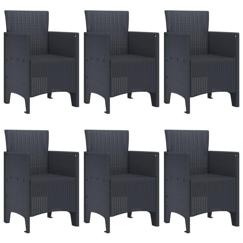 vidaXL Dārza ēdamgalds 7 pcs Antracīts Polt rattan