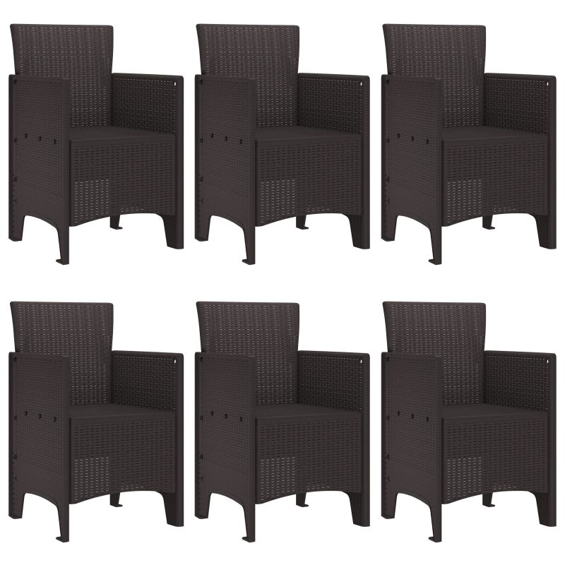 vidaXL Dārza ēdamgalds 7 pcs Brūna Polt rattan