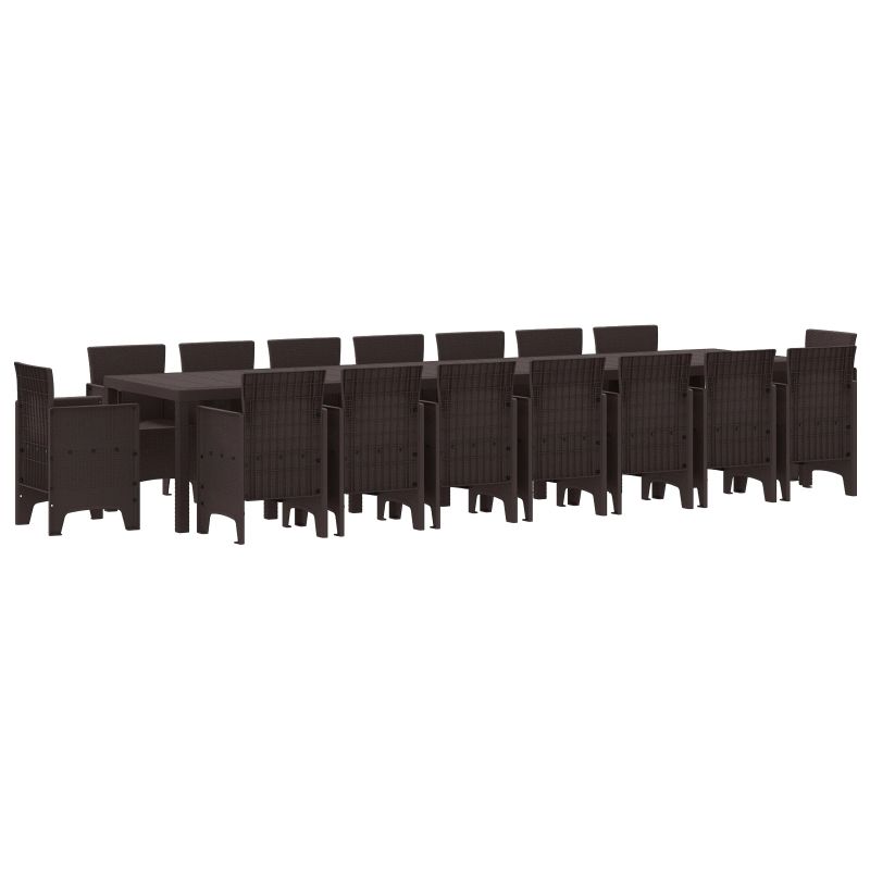 vidaXL Dārza ēdamkomplekts ar spilveniem ar spilvenu 17 pcs Brūna PP