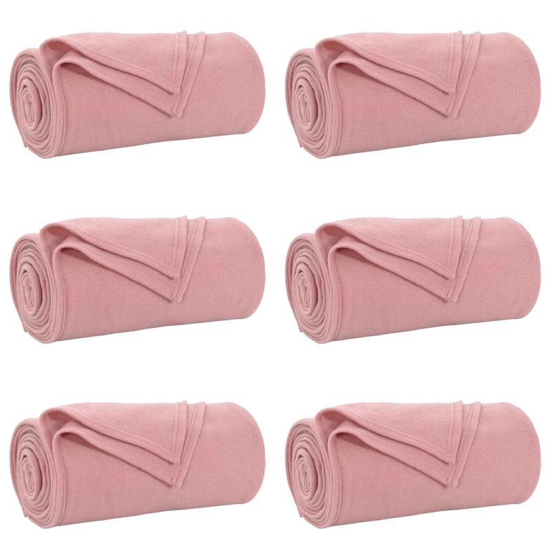 vidaXL Pledu segas 6 pcs Rozā 270 x 240 cm Flīss