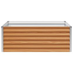 vidaXL Augstā puķu kaste Gaiši brūns 98 x 100 x 36 cm Cinkots tērauds