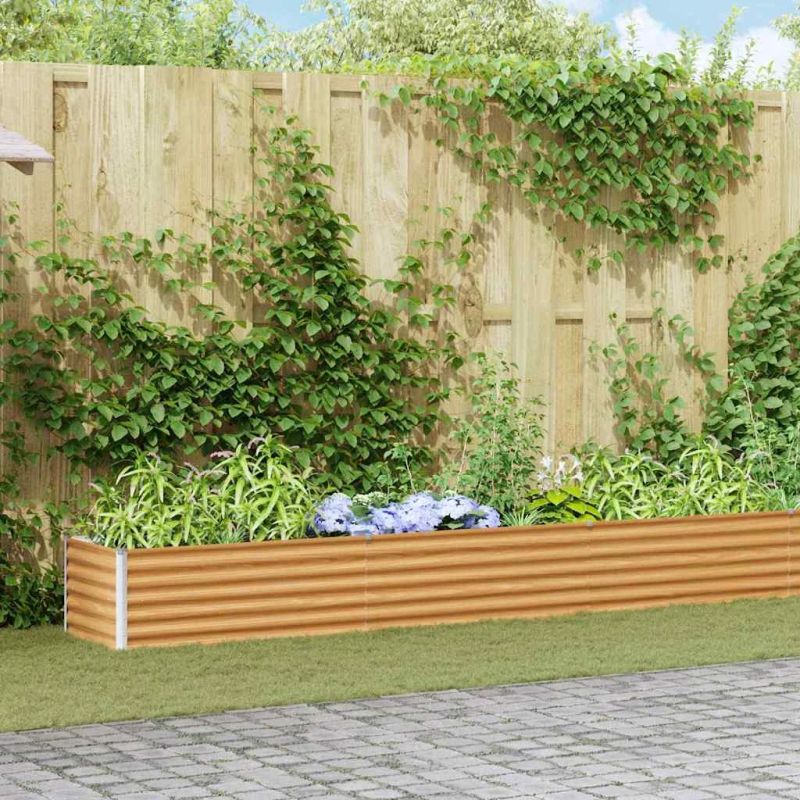 vidaXL Augstā puķu kaste Gaiši brūns 970 x 50 x 36 cm Cinkots tērauds