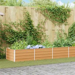 vidaXL Augstā puķu kaste Gaiši brūns 480 x 80 x 45 cm Cinkots tērauds