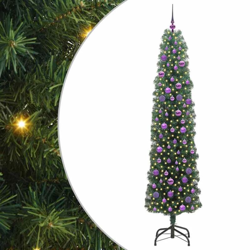 vidaXL Mākslīgā Ziemassvētku eglīte su 300 LED ar statīvu Zaļa 210 cm