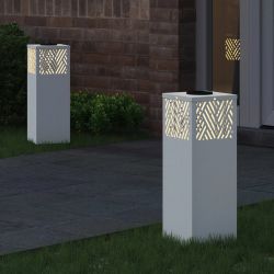 vidaXL Saules LED ceļa gaisma 2 pcs Balts Auksti velmēts tērauds