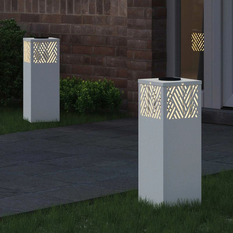 vidaXL Saules LED ceļa gaisma 2 pcs Balts Auksti velmēts tērauds