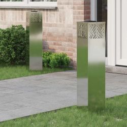 vidaXL Saules LED ceļa gaisma 2 pcs Sudraba Cinkots