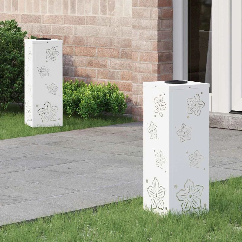 vidaXL Saules LED ceļa gaisma 2 pcs Balts Auksti velmēts tērauds