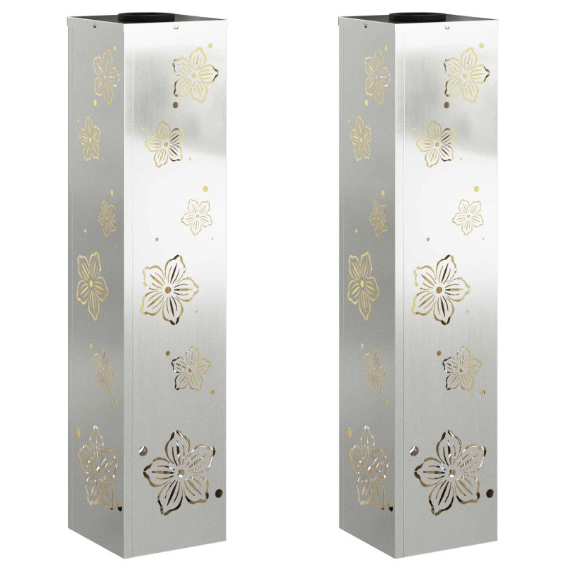 vidaXL Saules LED ceļa gaisma 2 pcs Sudraba Cinkots