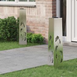 vidaXL Saules LED ceļa gaisma 2 pcs Sudraba Nerūsējošs tērauds