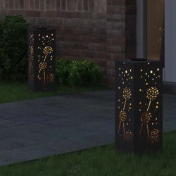 vidaXL Saules LED ceļa gaisma 2 pcs Melna Auksti velmēts tērauds