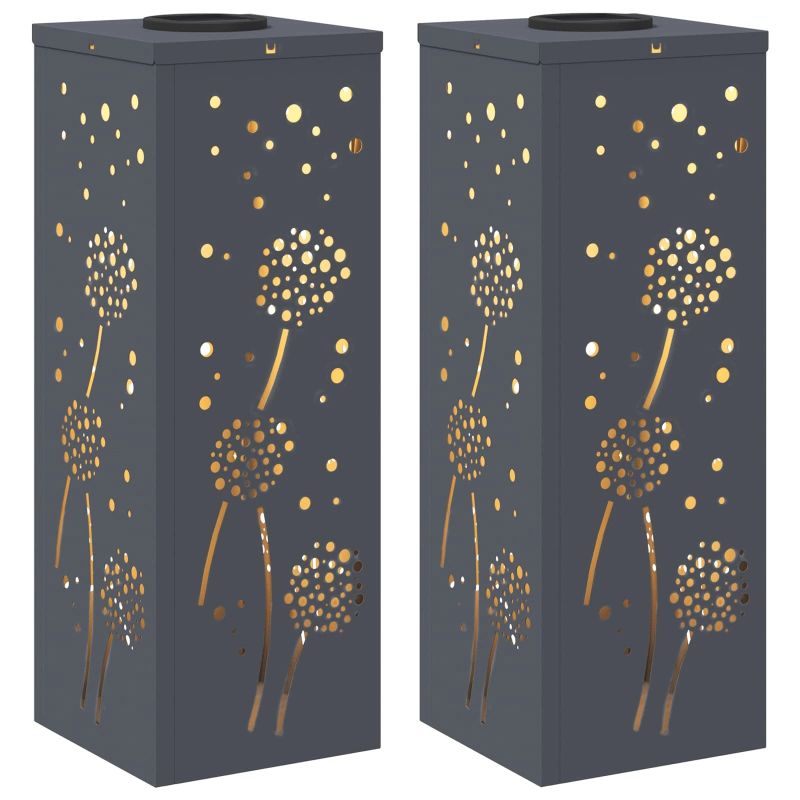 vidaXL Saules LED ceļa gaisma 2 pcs Antracīts Auksti velmēts tērauds