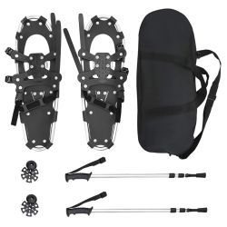 vidaXL 3 in 1 sniega kurpes ar pārgājienu nūjām Sudrabs un melns