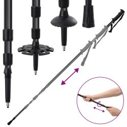 vidaXL 3 in 1 sniega kurpes ar pārgājienu nūjām Melna 25 collas