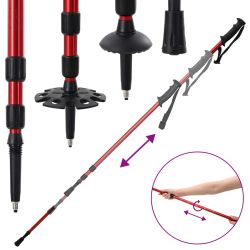 vidaXL 3 in 1 sniega kurpes ar pārgājienu nūjām Sarkans un Melns