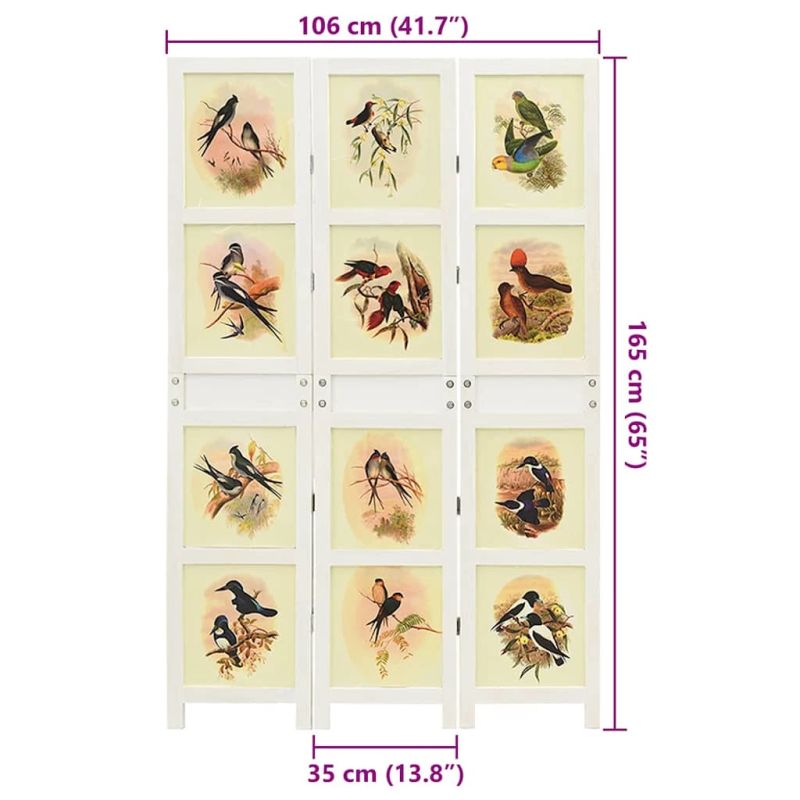 vidaXL Romdivider Paneļa Balts 212 x 165 cm MDF