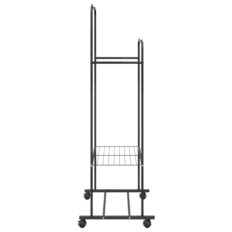 vidaXL Apģērba statīvs ar plauktu ar riteni Melna 80 x 53 x 156 cm