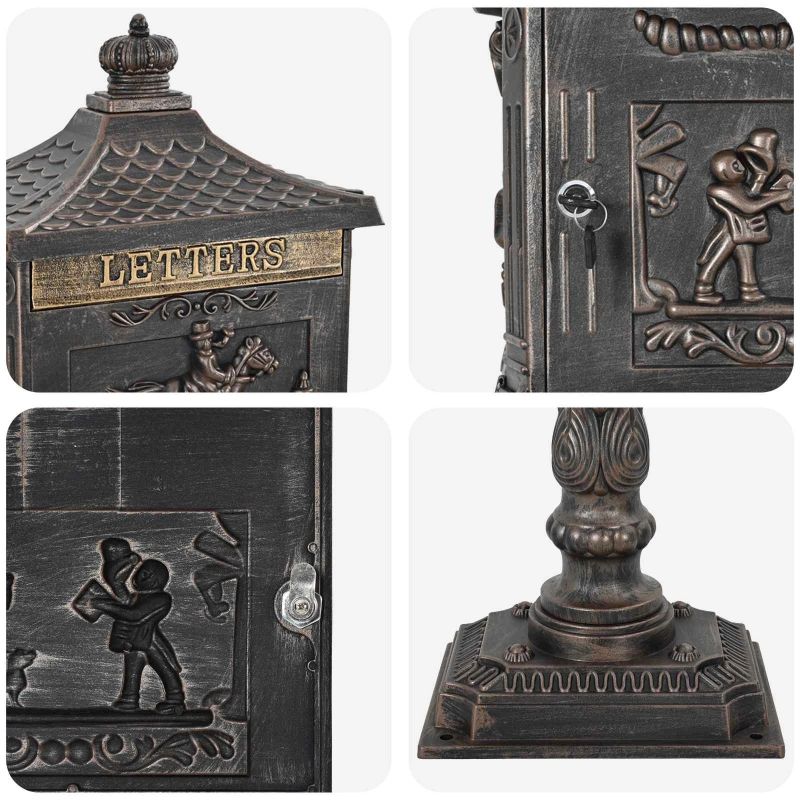 vidaXL Stāvoša pastkastīte Bronzas krāsa 42,5 x 29,5 x 117 cm