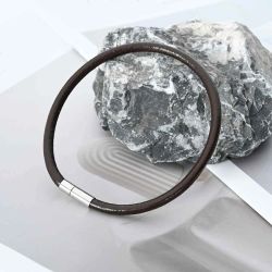 vidaXL Ādas aukla Tumši brūna DIA4 mm x 50 m Āda