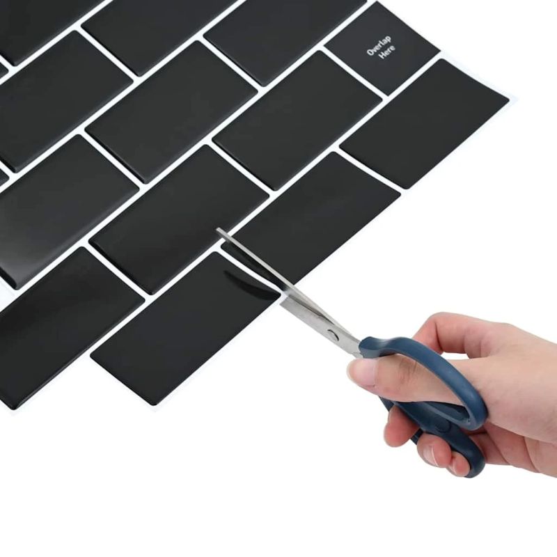 vidaXL Metro flīze 10 pcs Melna 30,5 x 30,5 cm Poliuretāns un PET