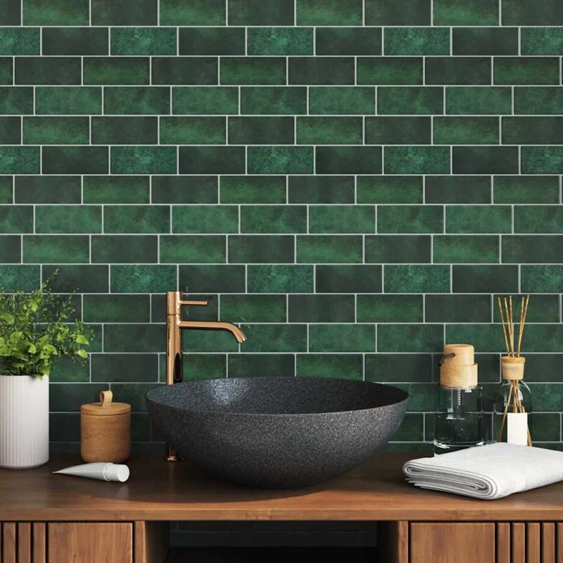 vidaXL Metro flīze 50 pcs Tumši zaļš 29 x 21 cm Poliuretāns un PET