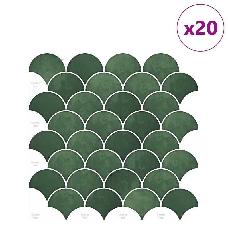vidaXL Zivs skalas flīze 20 pcs Tumši zaļš 30 x 30 cm
