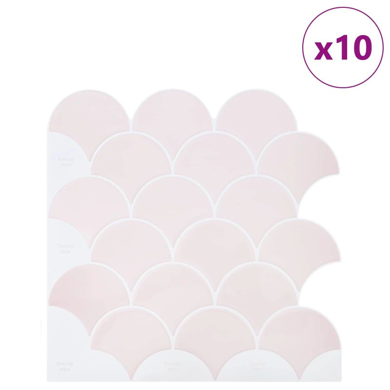 vidaXL Zivs skalas flīze 10 pcs Gaiši rozā 30 x 30 cm