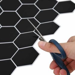 vidaXL Sešstūra flīze 10 pcs Melna 30 x 30 cm Poliuretāns un PET