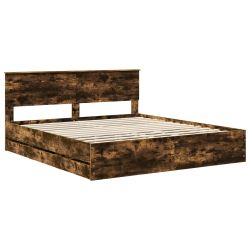 vidaXL Gultas rāmis Dūmaka ozols 180 x 200 cm Inženieru koks