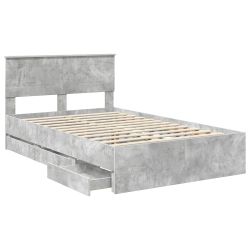 vidaXL Gultas rāmis Betona pelēks 135 x 190 cm Inženieru koks