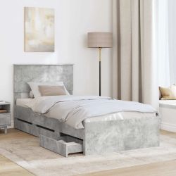 vidaXL Gultas rāmis Betona pelēks 75 x 190 cm Inženieru koks