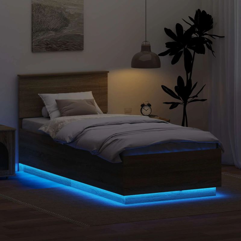 vidaXL Gultas rāmis Sonoma ozols 100 x 200 cm Inženierijas koks