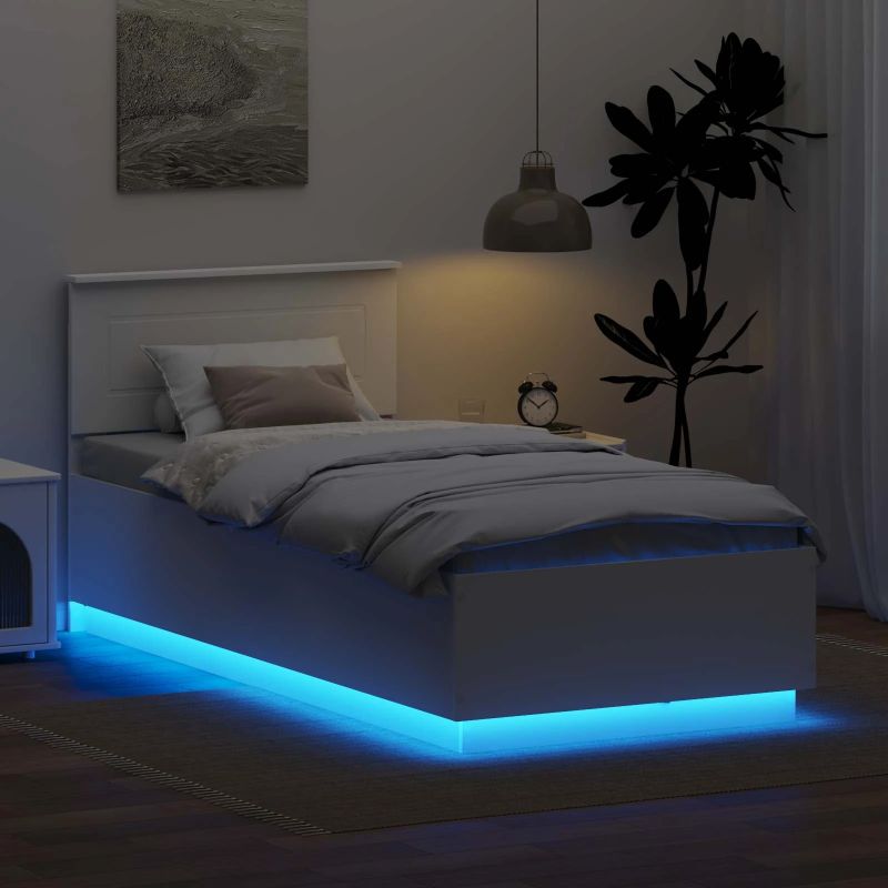 vidaXL Gultas rāmis Balts 90 x 200 cm Inženierijas koks