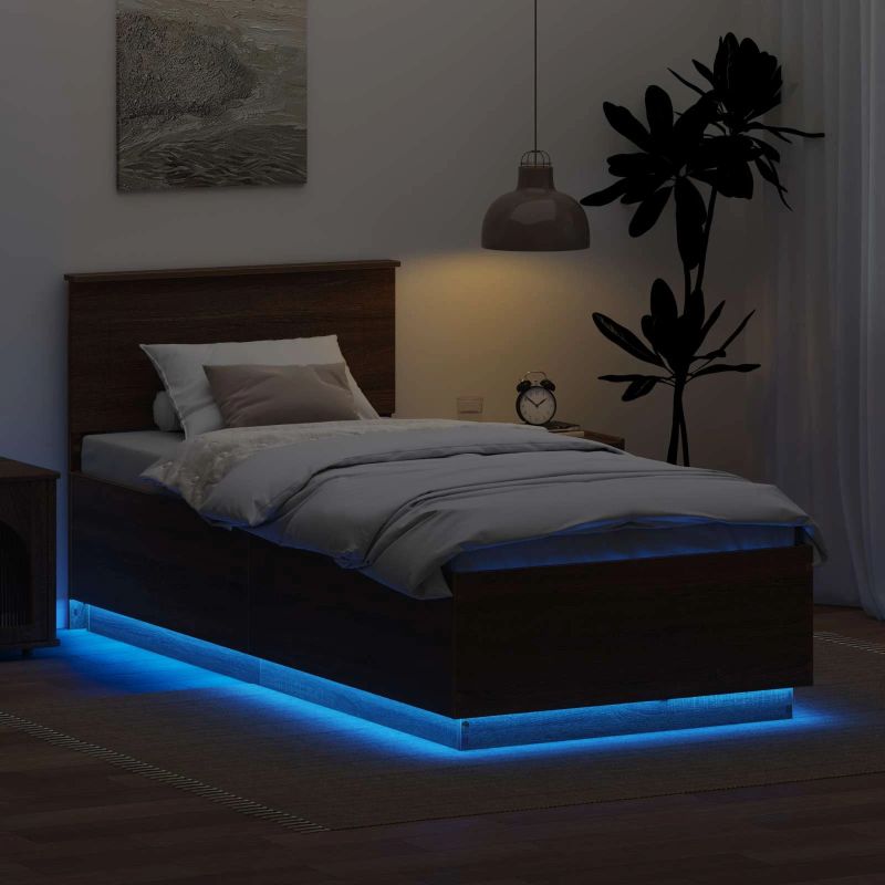 vidaXL Gultas rāmis Brūns ozols 70 x 190 cm Inženierijas koks