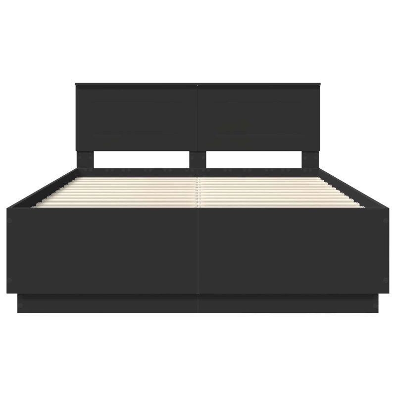 vidaXL Gultas rāmis Melna 150 x 200 cm Inženierijas koks