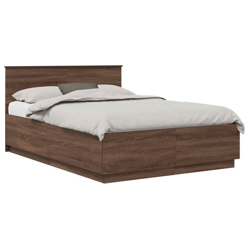 vidaXL Gultas rāmis Brūns ozols 150 x 200 cm Inženierijas koks