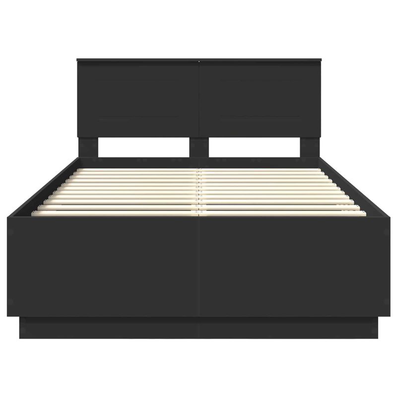 vidaXL Gultas rāmis Melna 135 x 190 cm Inženierijas koks