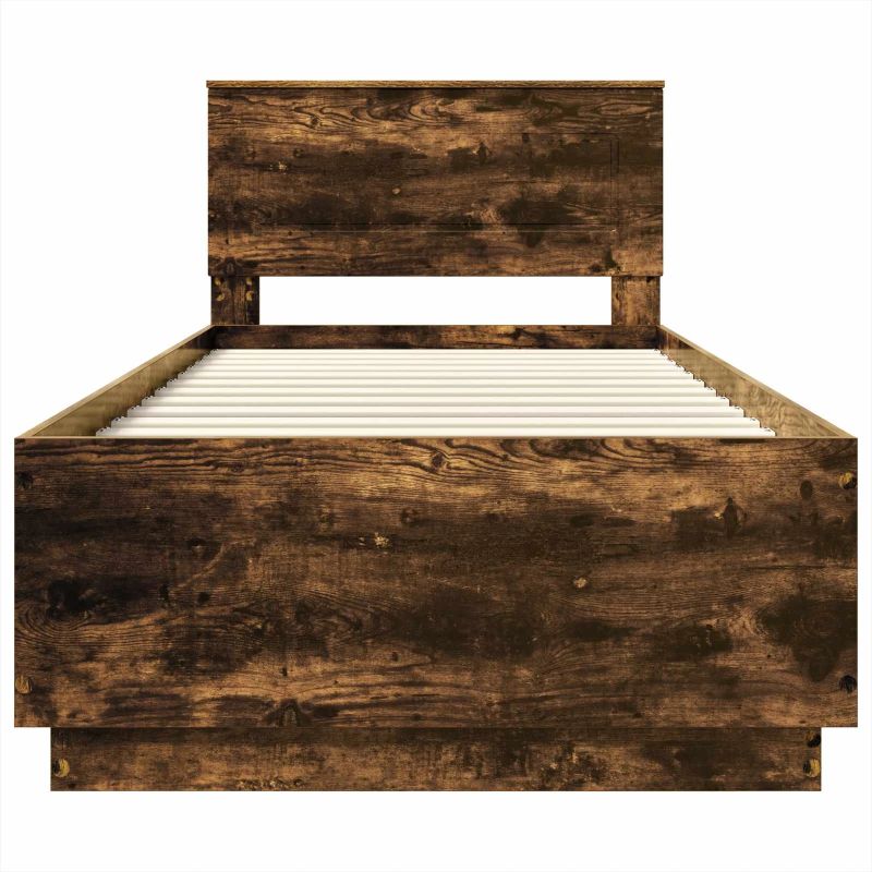 vidaXL Gultas rāmis Dūmaka ozols 100 x 200 cm Inženierijas koks