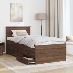 vidaXL Diena gulta Brūns ozols un melns 90 x 200 cm Inženierijas koks