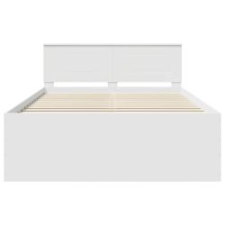 vidaXL Gultas rāmis Balts 160 x 200 cm Inženierijas koks