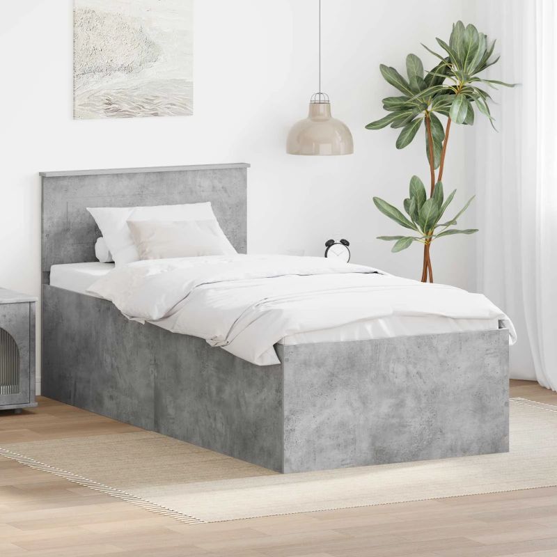 vidaXL Gultas rāmis Betona pelēks 120 x 200 cm Inženierijas koks